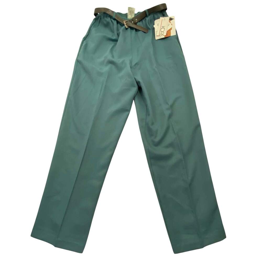 Vintage Koret Green Dacron Polyester Wool Blend Dress Pants with Belt